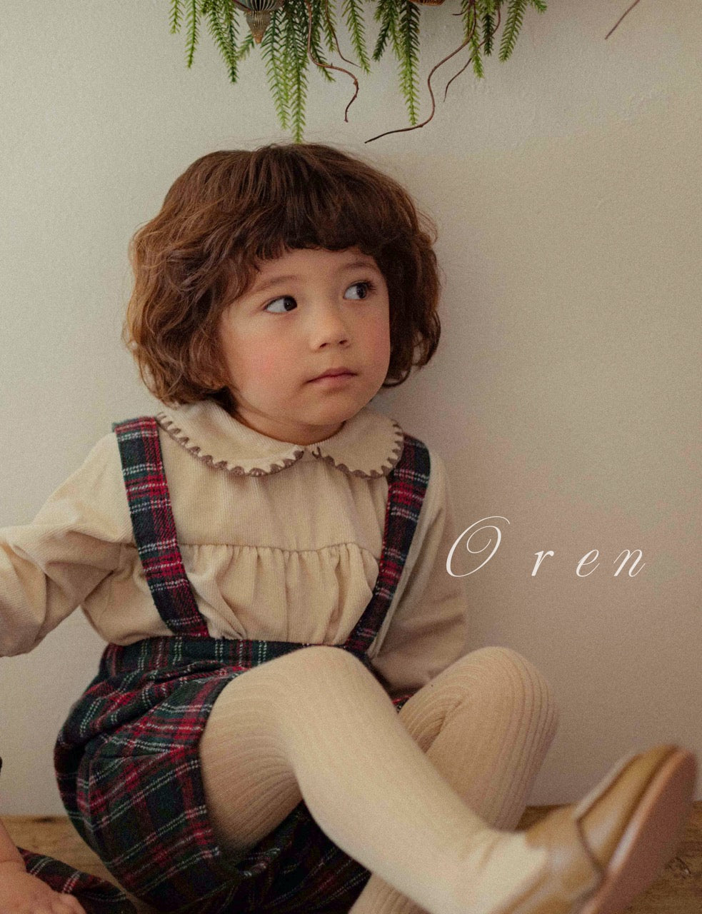 韓國童裝 25秋冬 | OR25505 聖誕款 Eve Check Melange Pants