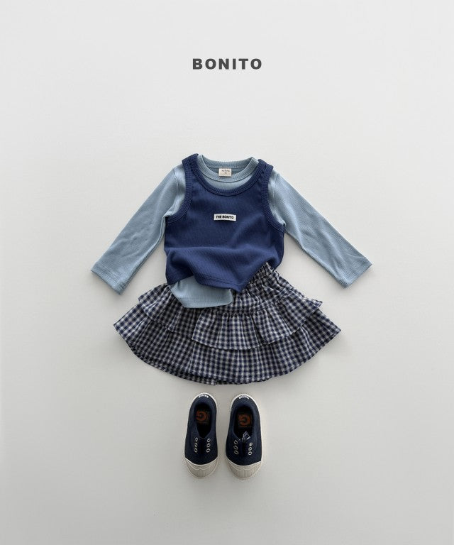 韓國童裝 26秋| BT62 Check Tiered Skirt 短裙 (80-140)