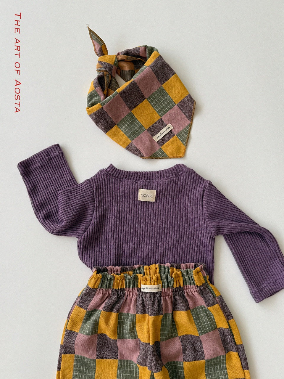 韓國童裝 26秋| AO66 Patchwork Scarf 圍巾 (FREE)
