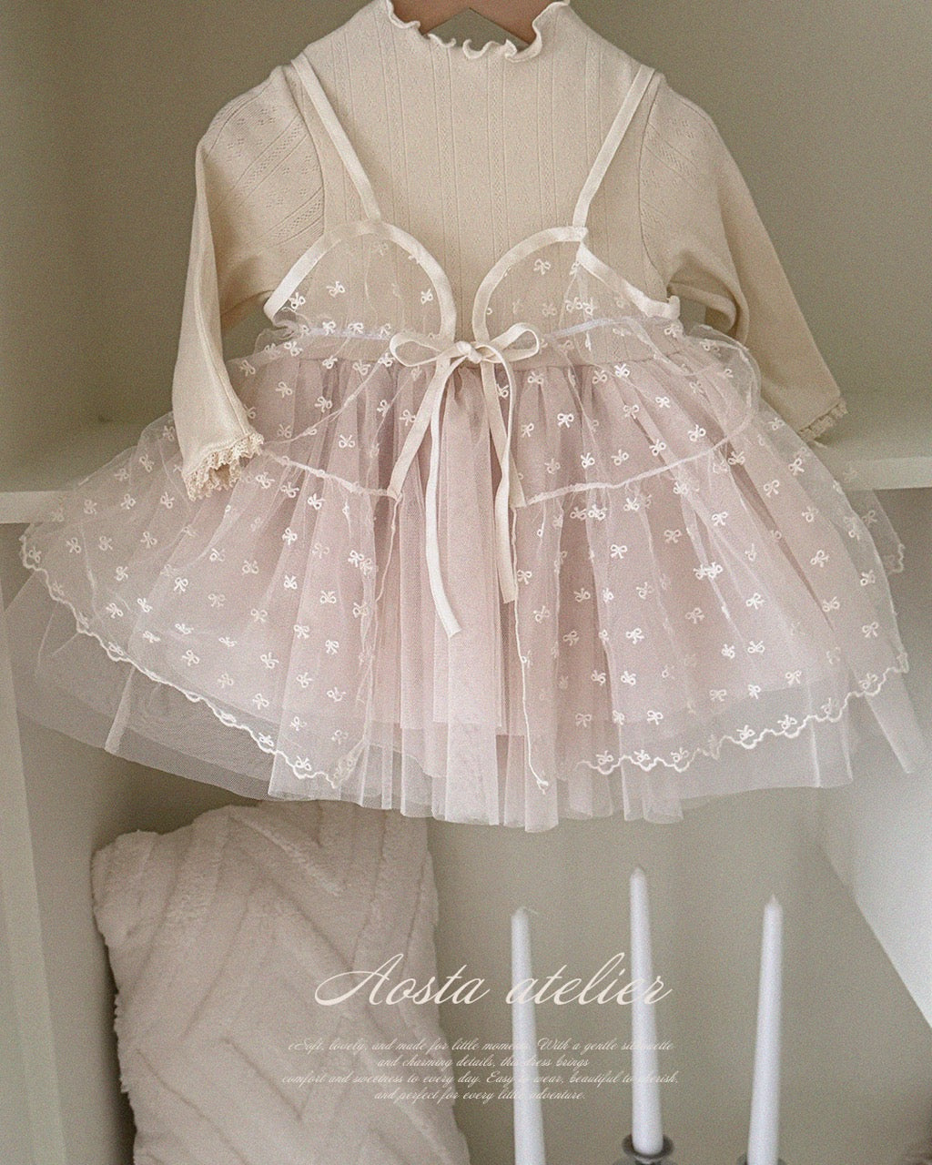 韓國童裝 26秋| AO17 Lace Ribbon Open Dress 連身裙 (FREE)