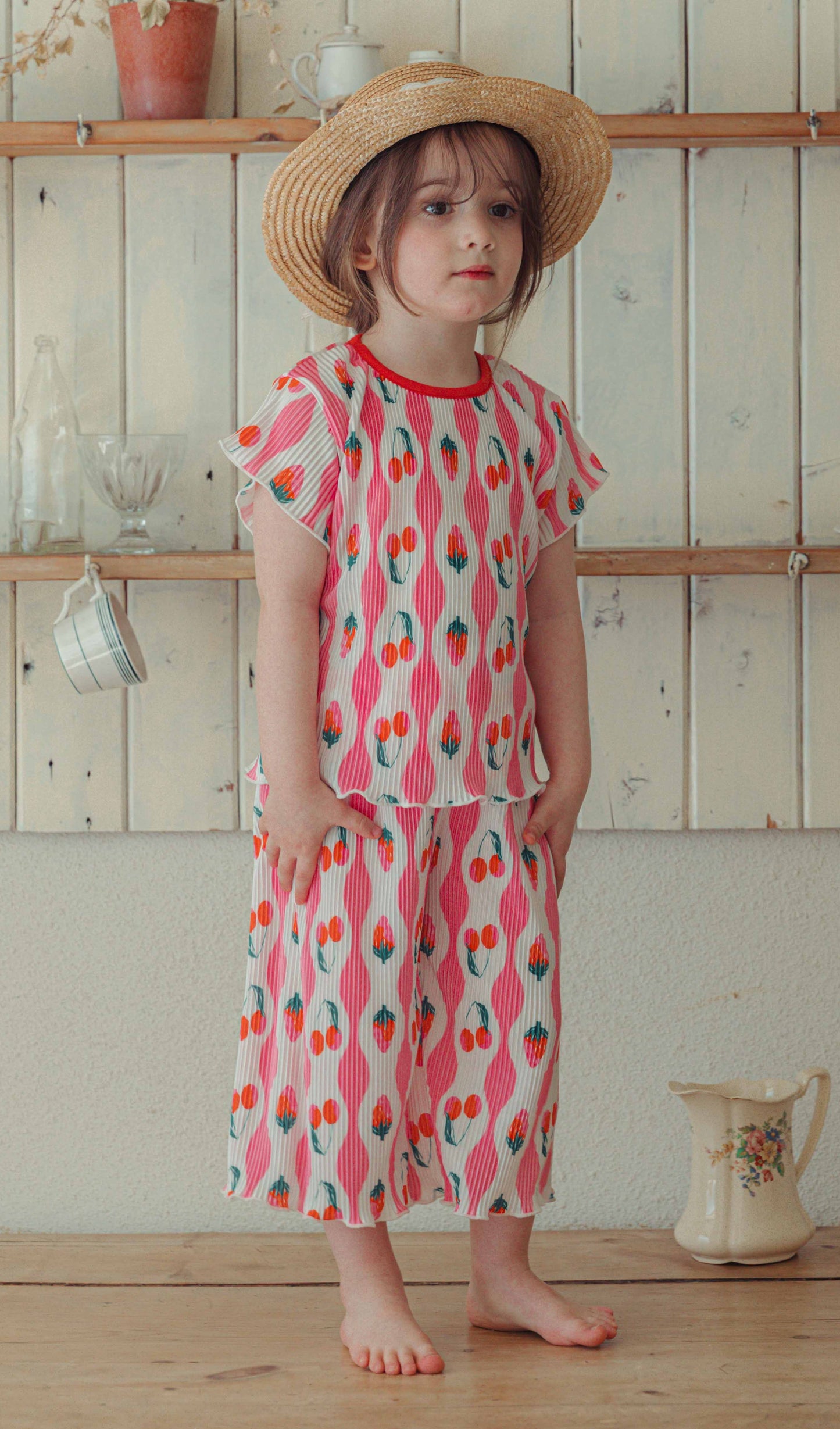 韓國童裝 26夏| CR19 Strawberry Pleats SET (80-125cm)