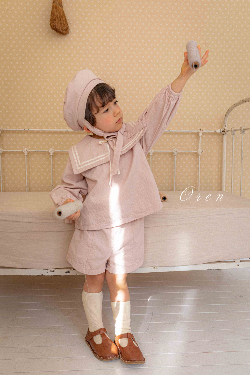 韓國童裝 26春 |  OR61 Milk Sailor Top abd Bottom Set (85~120cm)