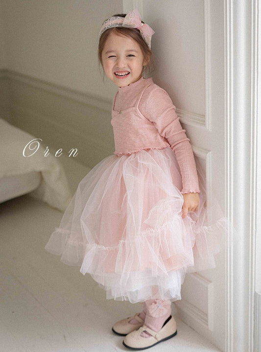 韓國童裝 26春 | OR26 Seriel Ribbed Tutu Dress