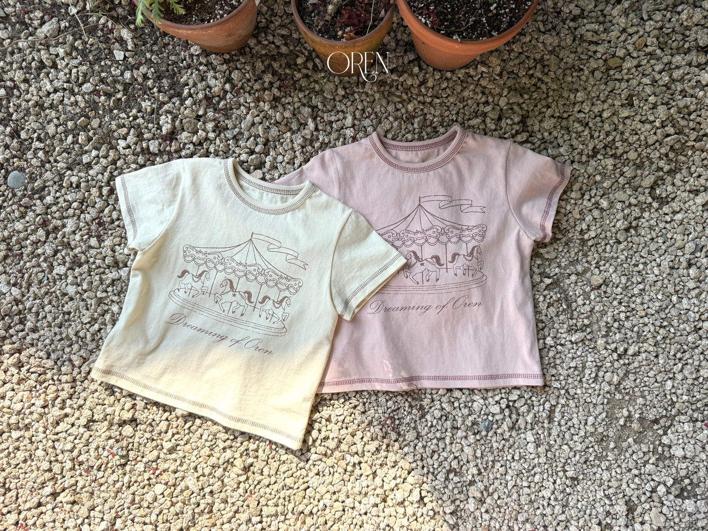 韓國童裝 26夏| OR62 Dreaming Carousel T-shirt 夢幻旋轉木馬T恤 (90-120)