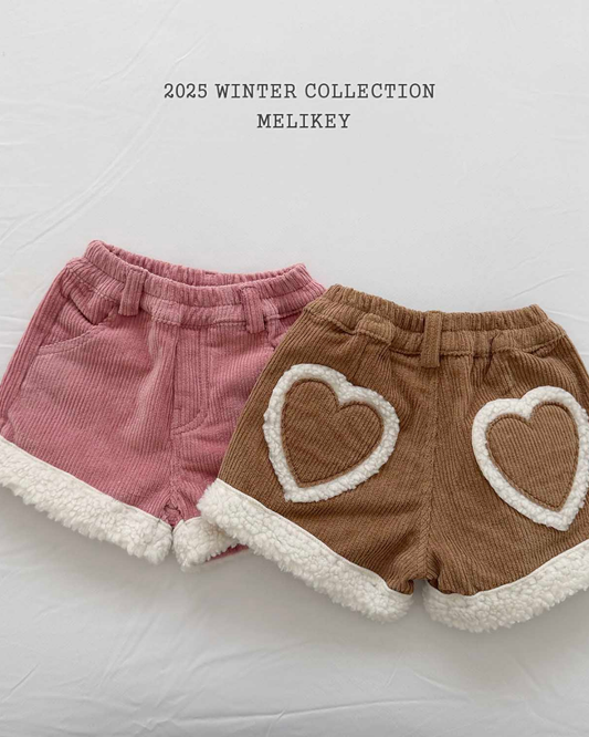 韓國童裝 25秋冬 | ME25426 Heart Winter Short Pants