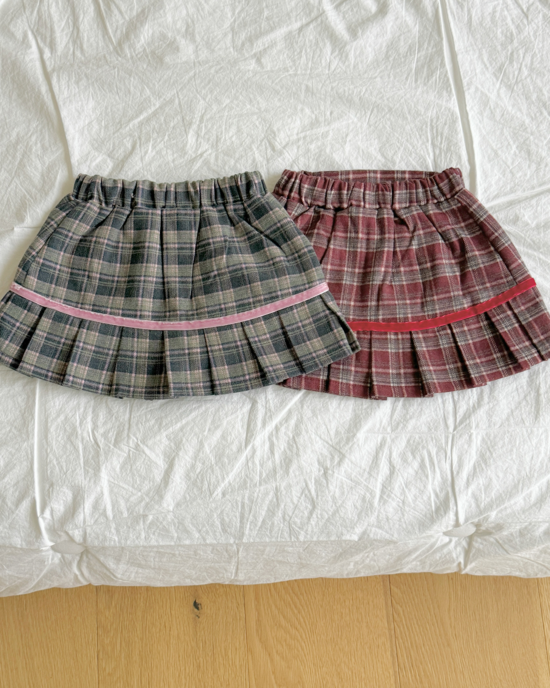 韓國童裝 25秋冬 | NB25421 Ribbon Check Skirt
