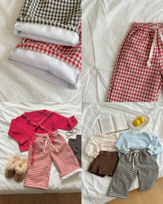 韓國童裝 25秋冬 | NB25423 Check Pants 親子裝 (KIDS)