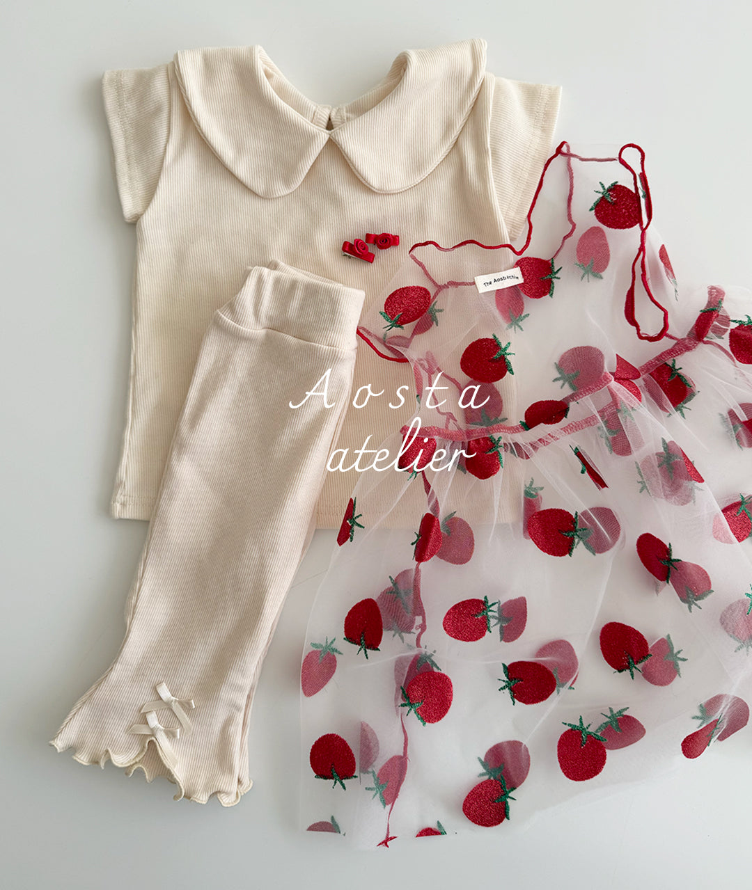 韓國童裝 25夏 | AO25237 LACE STRAWBERRY DRESS