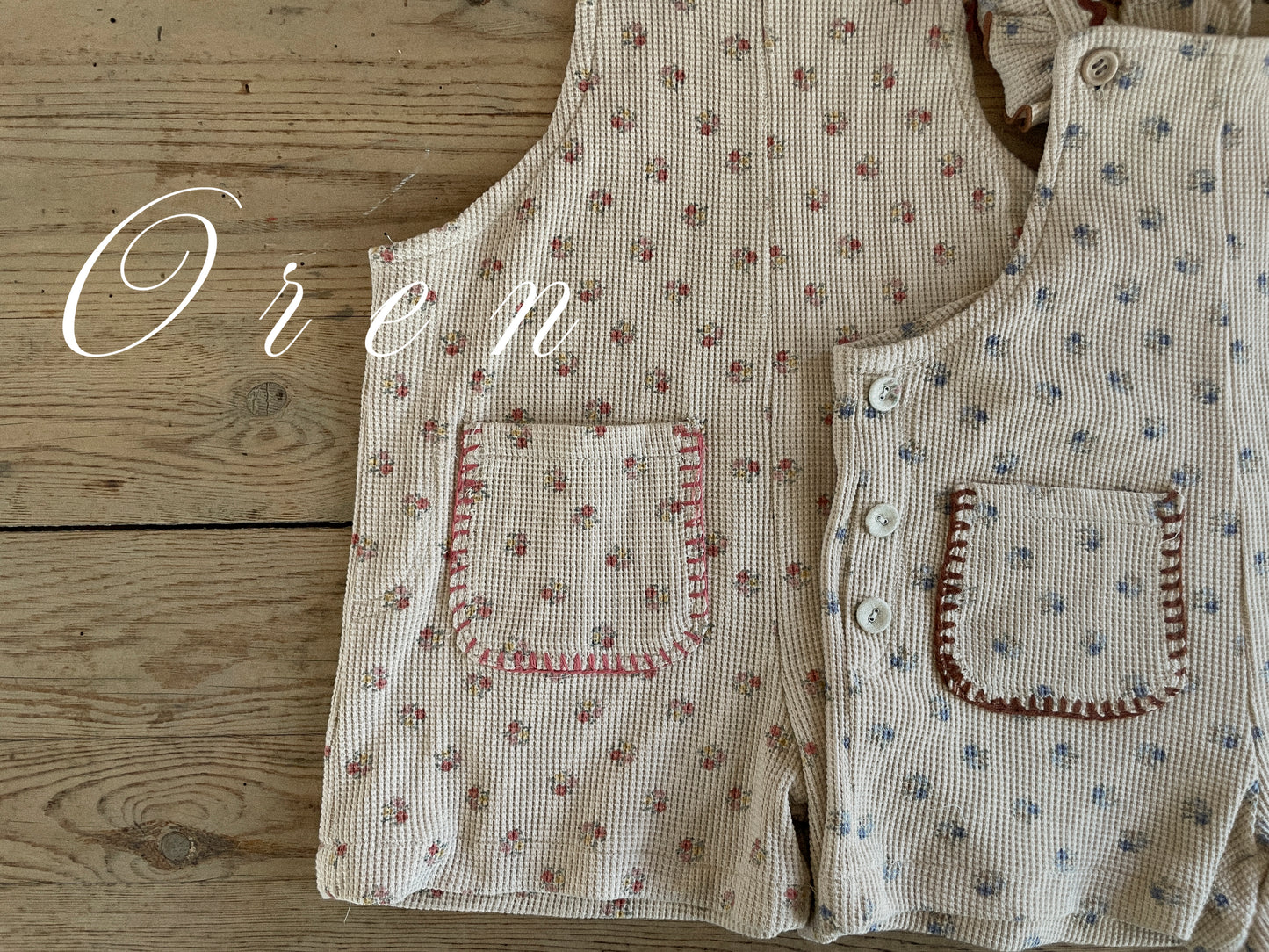 韓國童裝 25秋 | OR25336 Madeleine Waffle Overalls