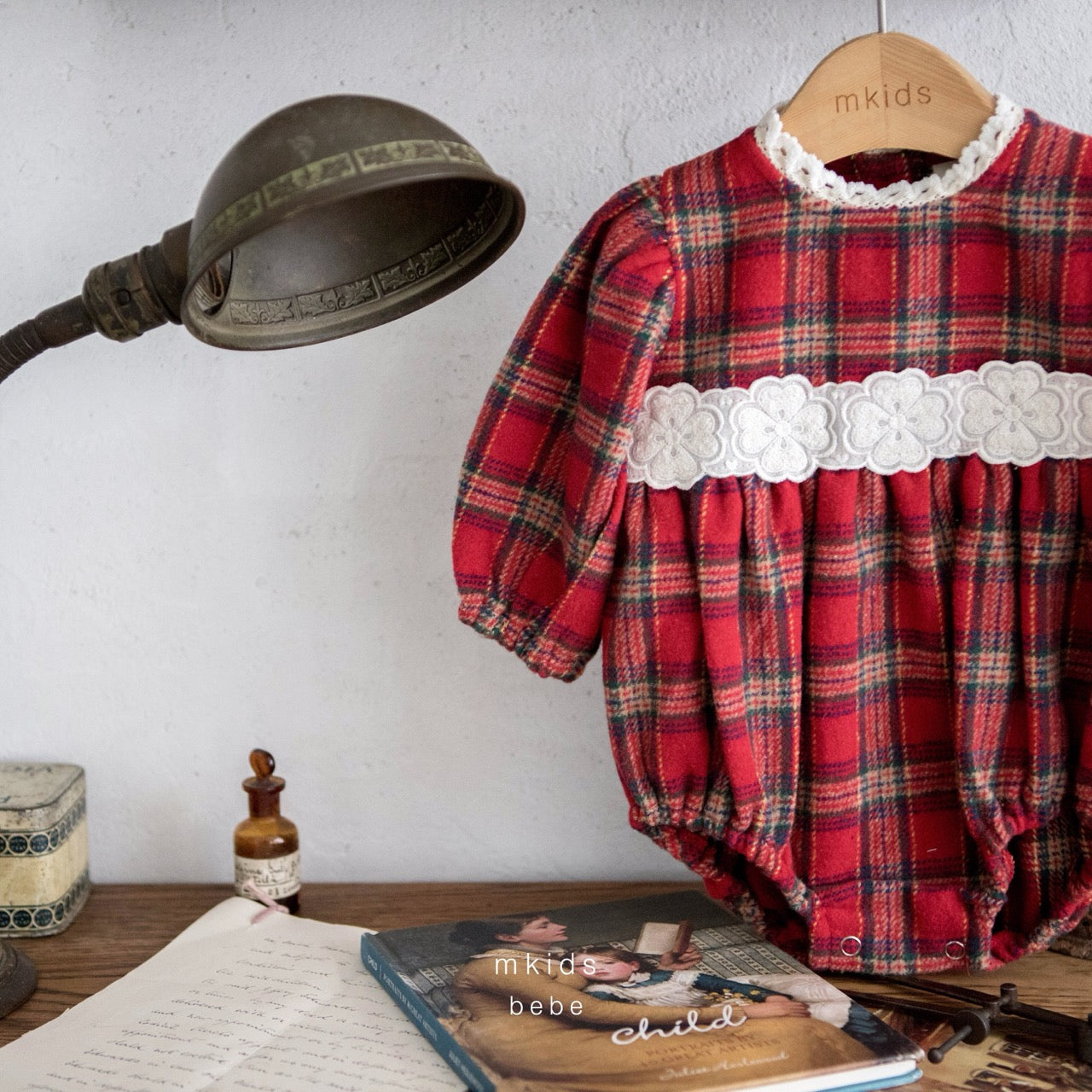 韓國童裝 25秋冬 | MD25412 Merry Check Baby Suit