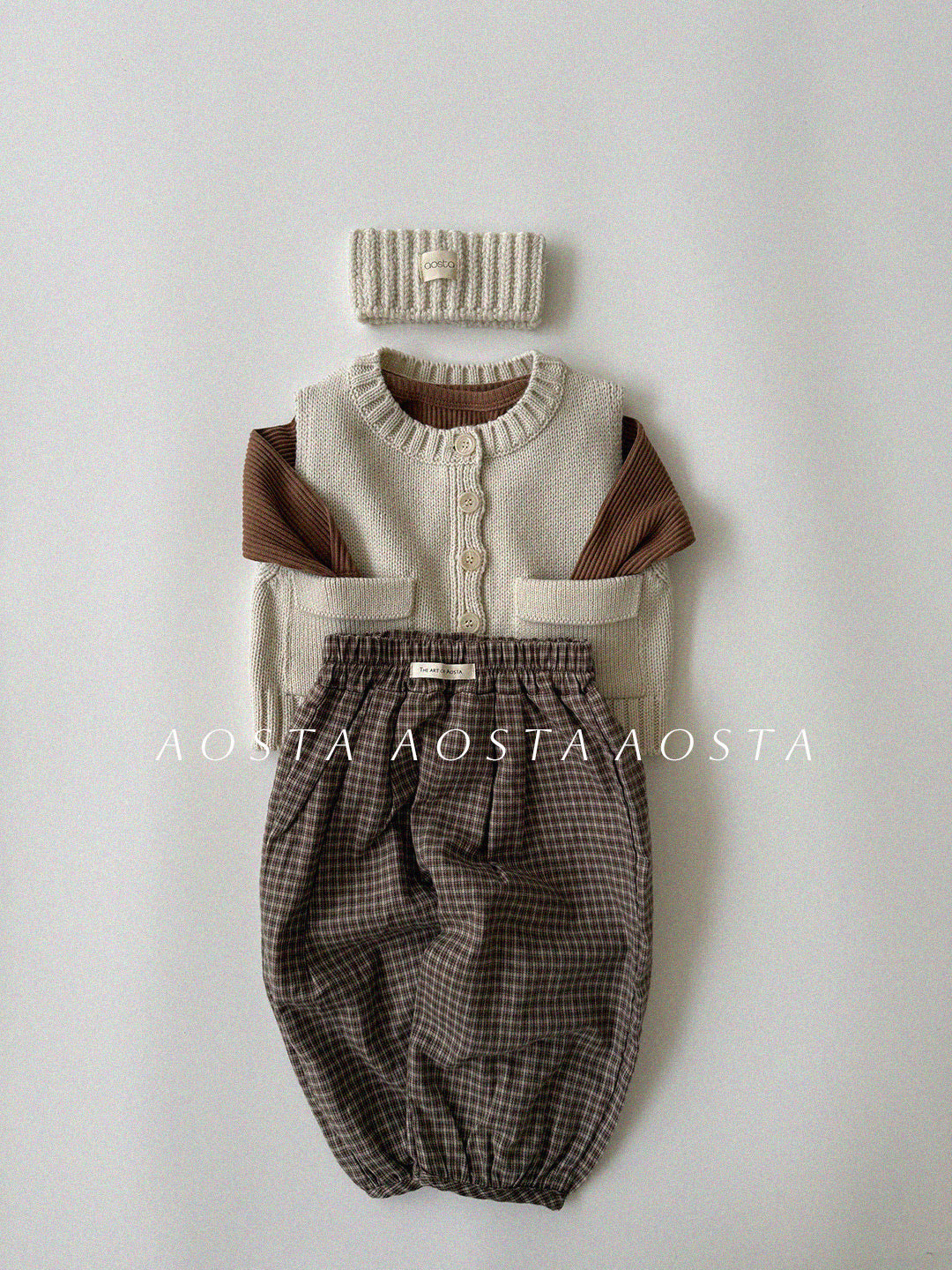 韓國童裝 26秋| AO08 Knit Cookie Vest 背心 (70-110)