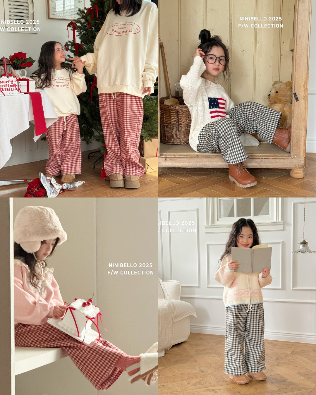 韓國童裝 25秋冬 | NB25423 Check Pants 親子裝 (KIDS)