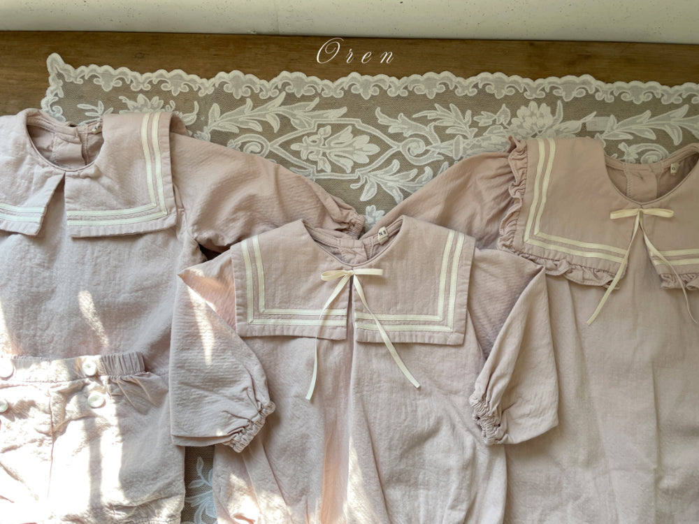 韓國童裝 26春 |  OR61 Milk Sailor Top abd Bottom Set (85~120cm)