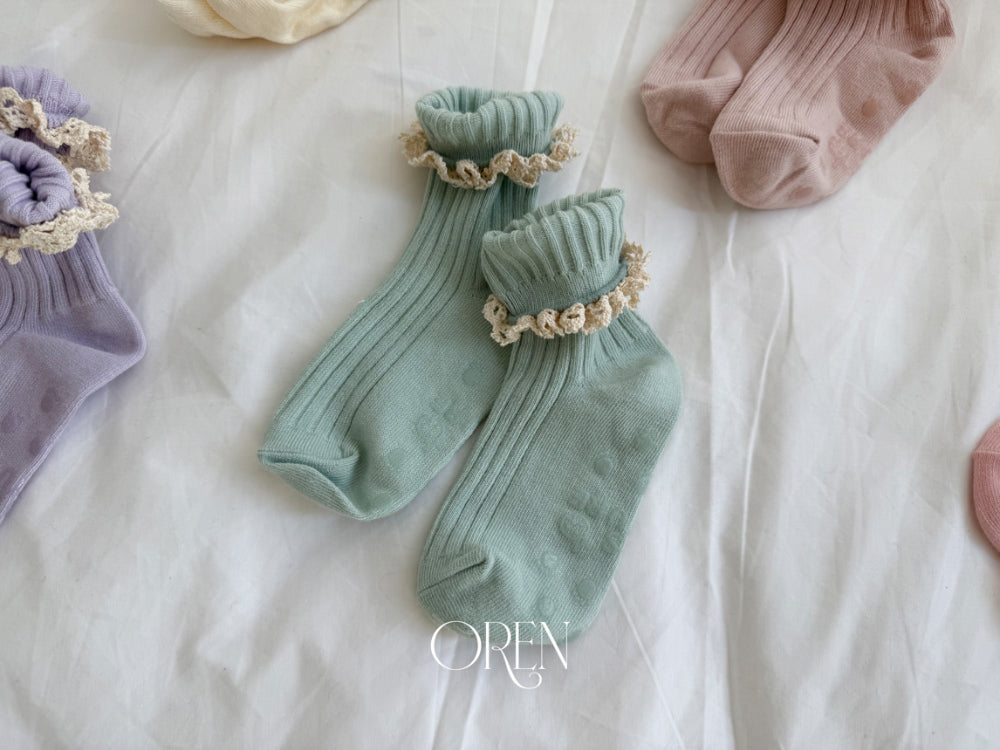 現貨▷ 韓國童裝 26春 |  OR59  Lace Short Socks Set 馬卡龍襪仔