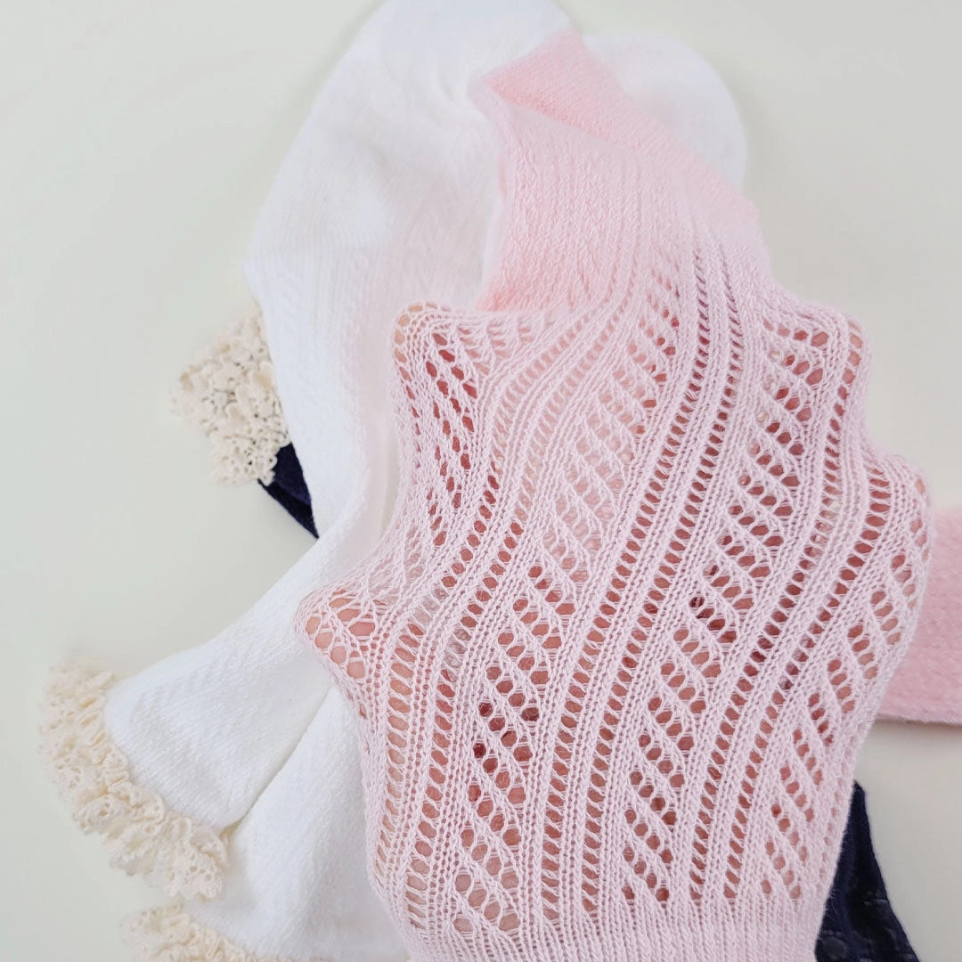 【現貨】韓國童裝 童襪 LACE PUNCHING KNEE SOCKS