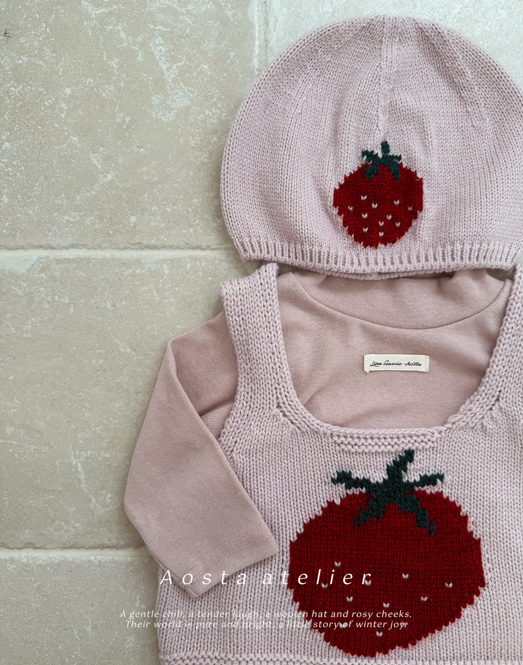 韓國童裝 25秋冬 | AO25410 Knit Strawberry Hat