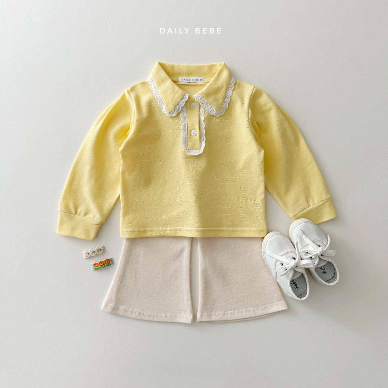 韓國童裝 26春 | DD16 蕾絲翻領T (75~140cm)