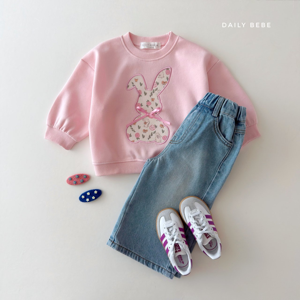 韓國童裝 26春 | DD17 花兔熊衛衣 (75~140cm)