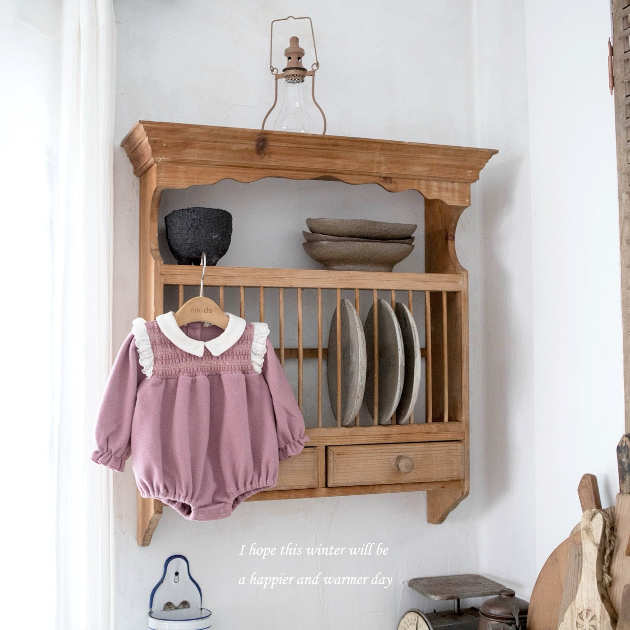 韓國童裝 25秋冬 | MD25407 Lace Embroidery Baby Suit