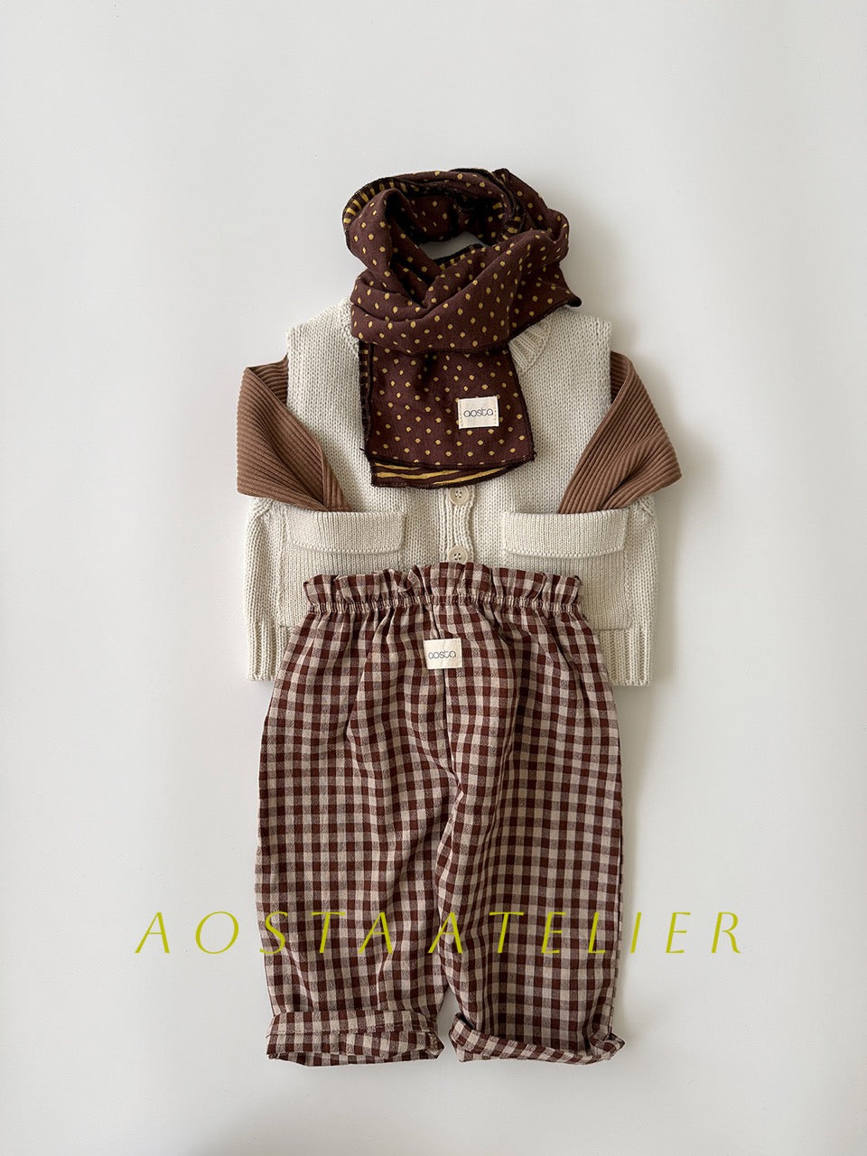 韓國童裝 26秋| AO54 Caramel Check Pants 褲子 (70-110)