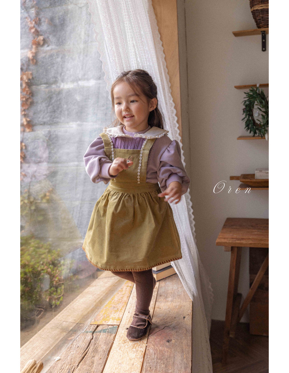 韓國童裝 25秋冬 | OR25416 Riley embroidered skirt