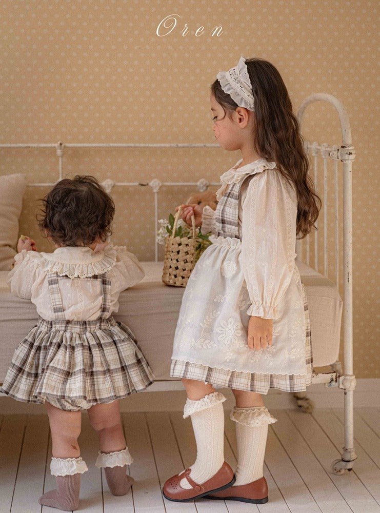 韓國童裝 26春 |  OR76 Check one-piece dress (85~120cm)