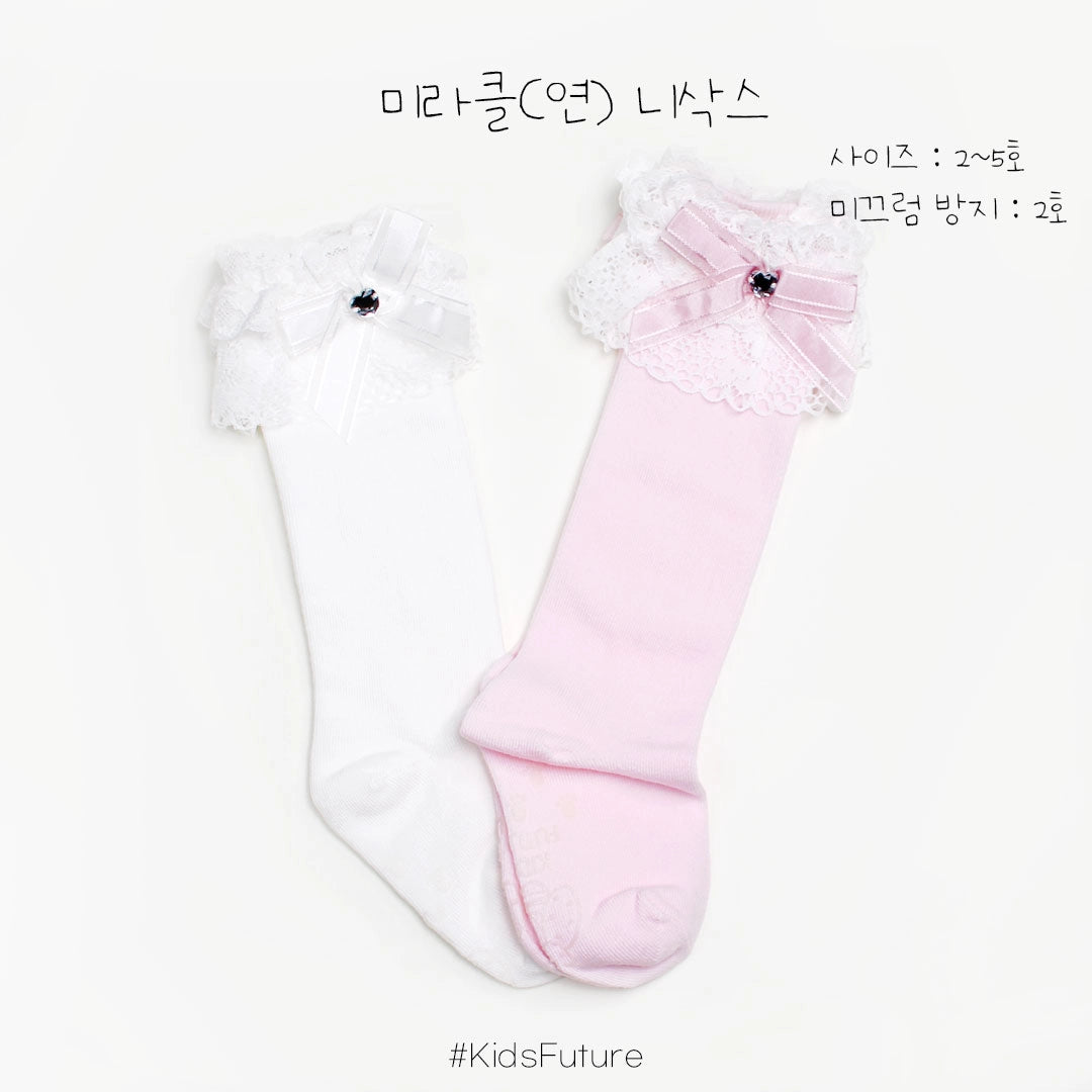 【現貨】韓國童裝 童襪 寶石LACE KNEE SOCKS