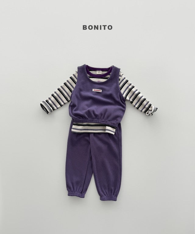 韓國童裝 26秋| BT59 Mini Waffle Vest Pants Set 套裝 (80-140)