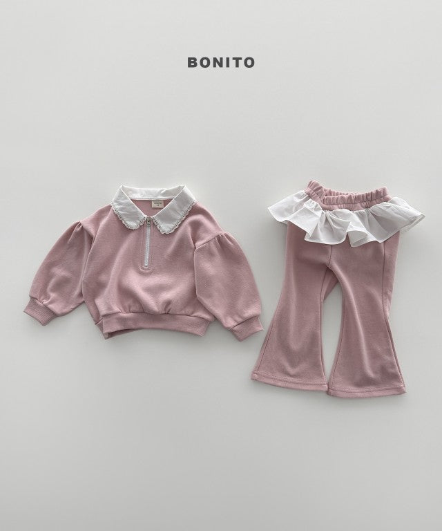 韓國童裝 26秋| BT61 Shirring Collar Zip-up Set 套裝 (80-140)