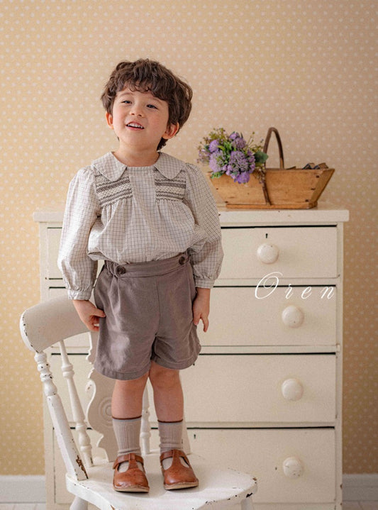 韓國童裝 26春 |  OR87 Cherry Smoking Blouse + Pants (85~120cm)