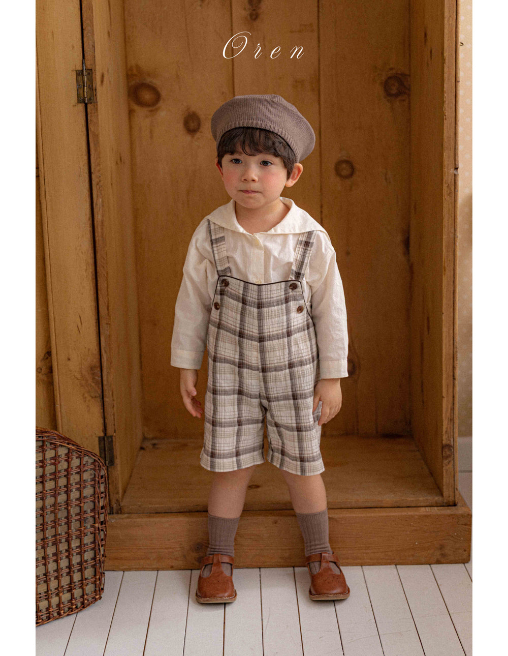 韓國童裝 26春 |  OR77 Check Overall (85~120cm)