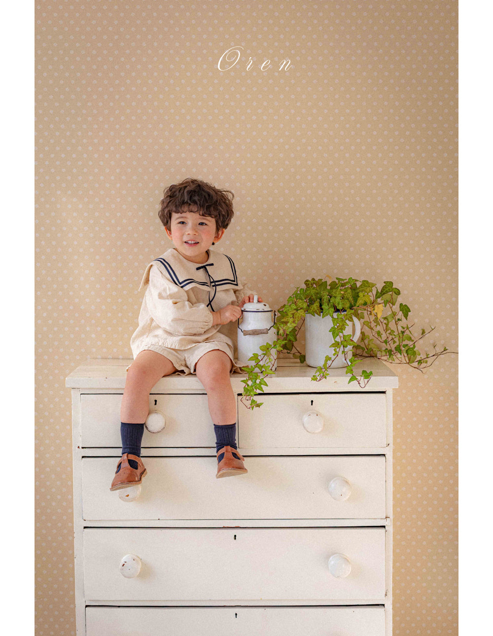 韓國童裝 26春 |  OR61 Milk Sailor Top abd Bottom Set (85~120cm)