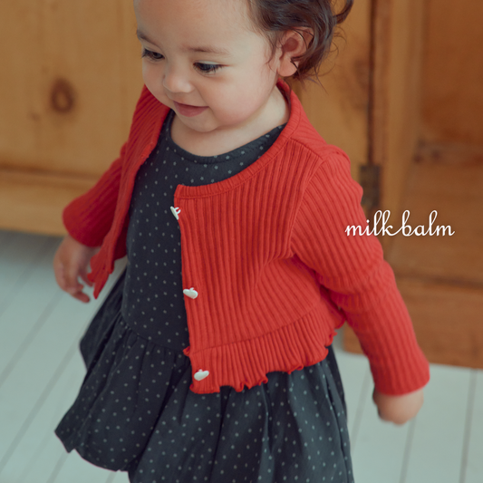 韓國童裝 26秋| MK01 Heart Ribbed Cardigan Set 外套