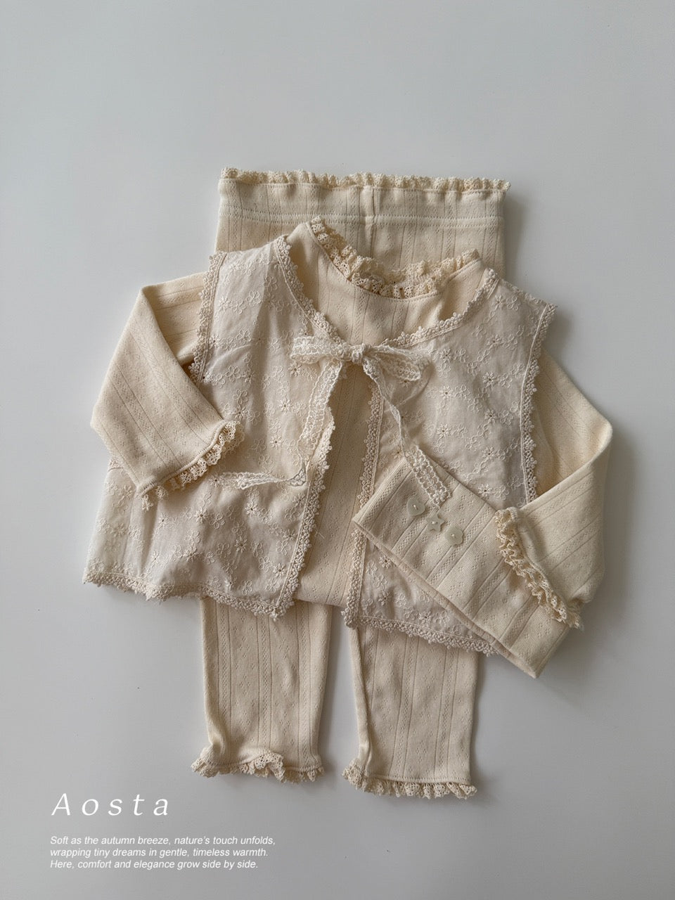 韓國童裝 26秋| AO20 Lace Open Vest 背心 (FREE)