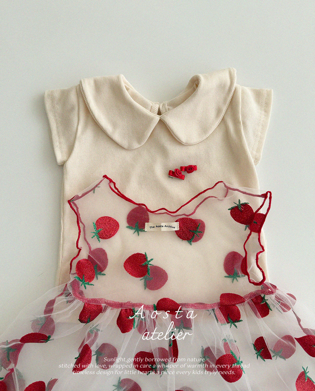 韓國童裝 25夏 | AO25237 LACE STRAWBERRY DRESS