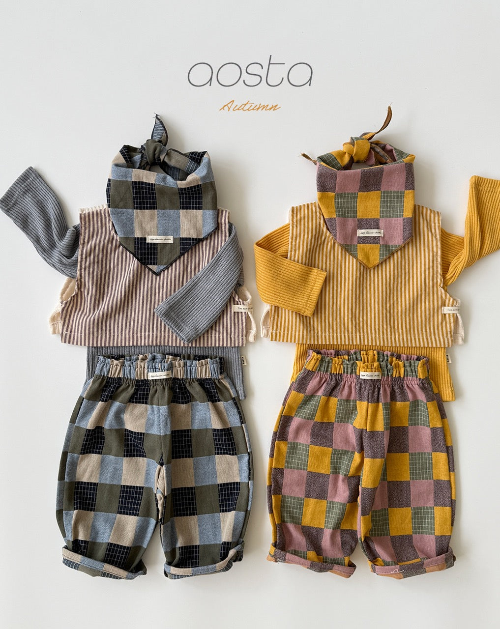 韓國童裝 26秋| AO65 Patchwork Pants 褲子 (70-110)
