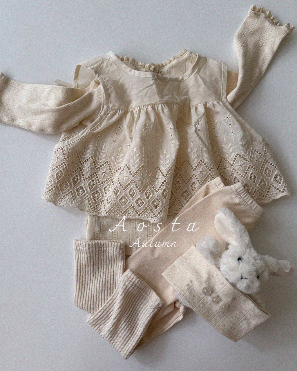 韓國童裝 26秋| AO22 Lace Jenny Open Vest 背心 (FREE)