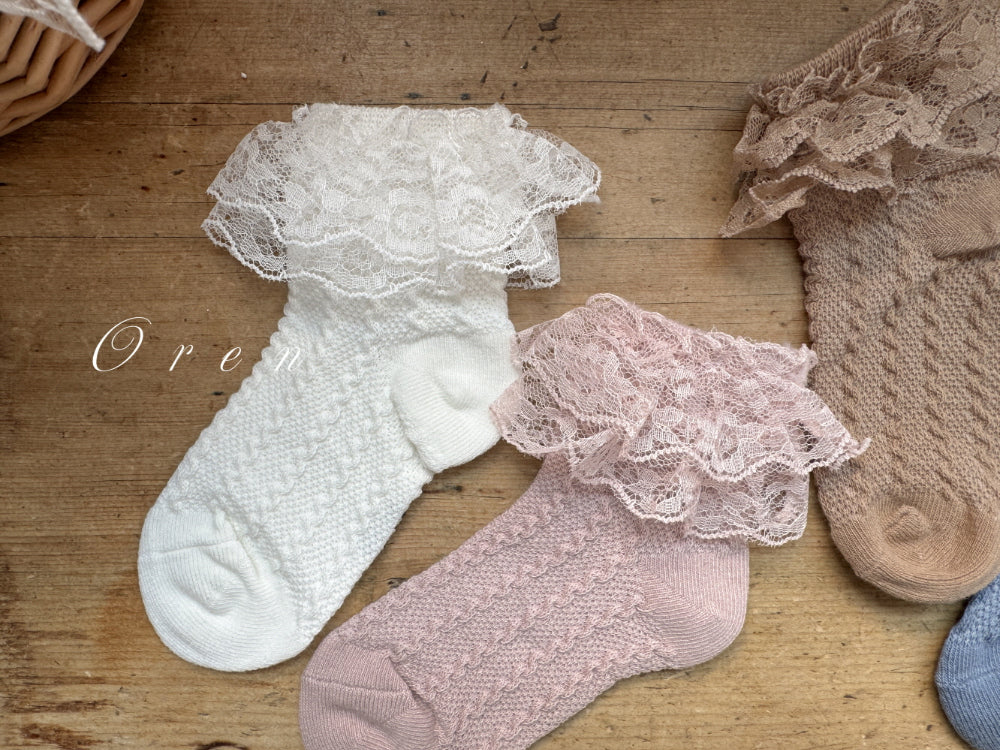 現貨▷ 韓國童裝 童襪 Oren Lace Mid Socks