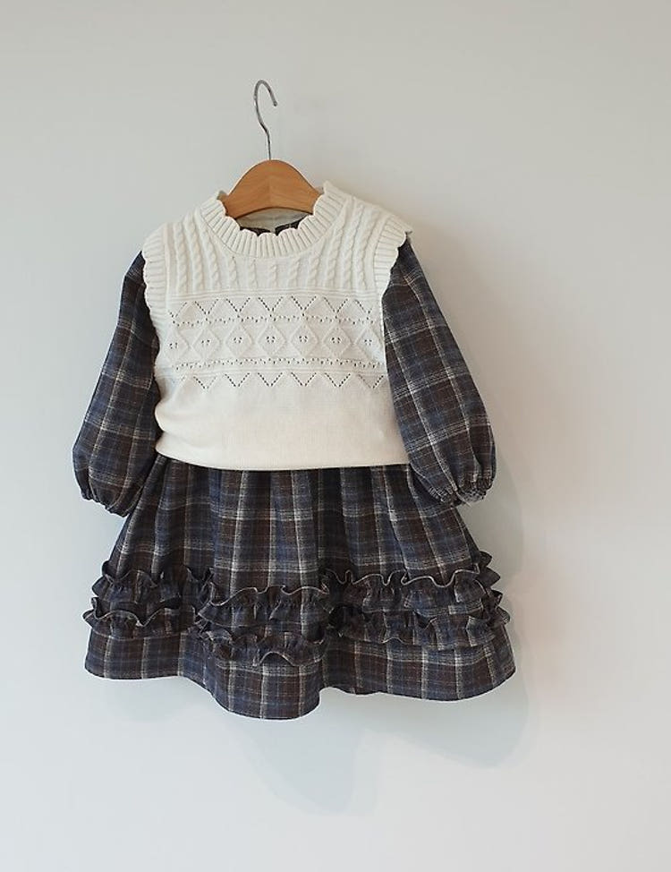 韓國童裝 26秋| EL01 Coco Dress (Check/Floral) (85-120)