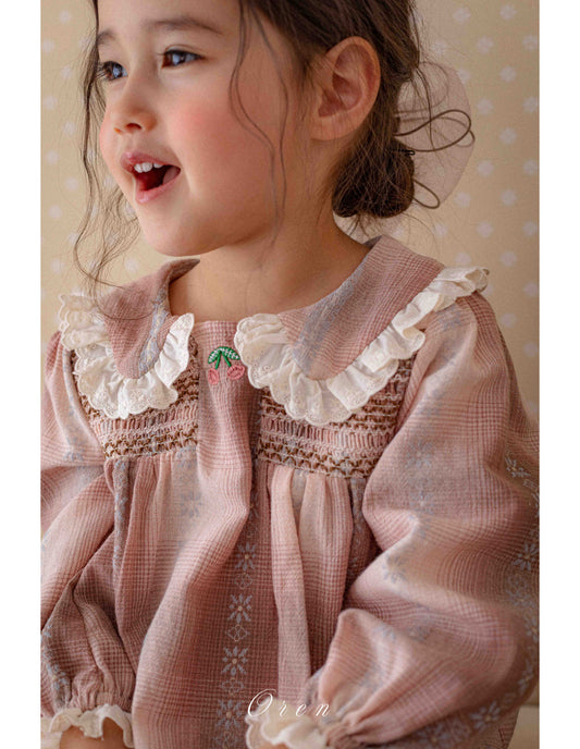 韓國童裝 26春 |  OR86 Cherry Smoking Dress (85~120cm)