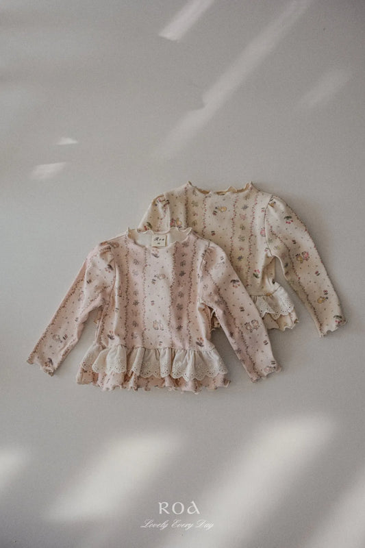 韓國童裝 26春 |   RO11 Spring Lace Frill T-shirt (80~120cm)