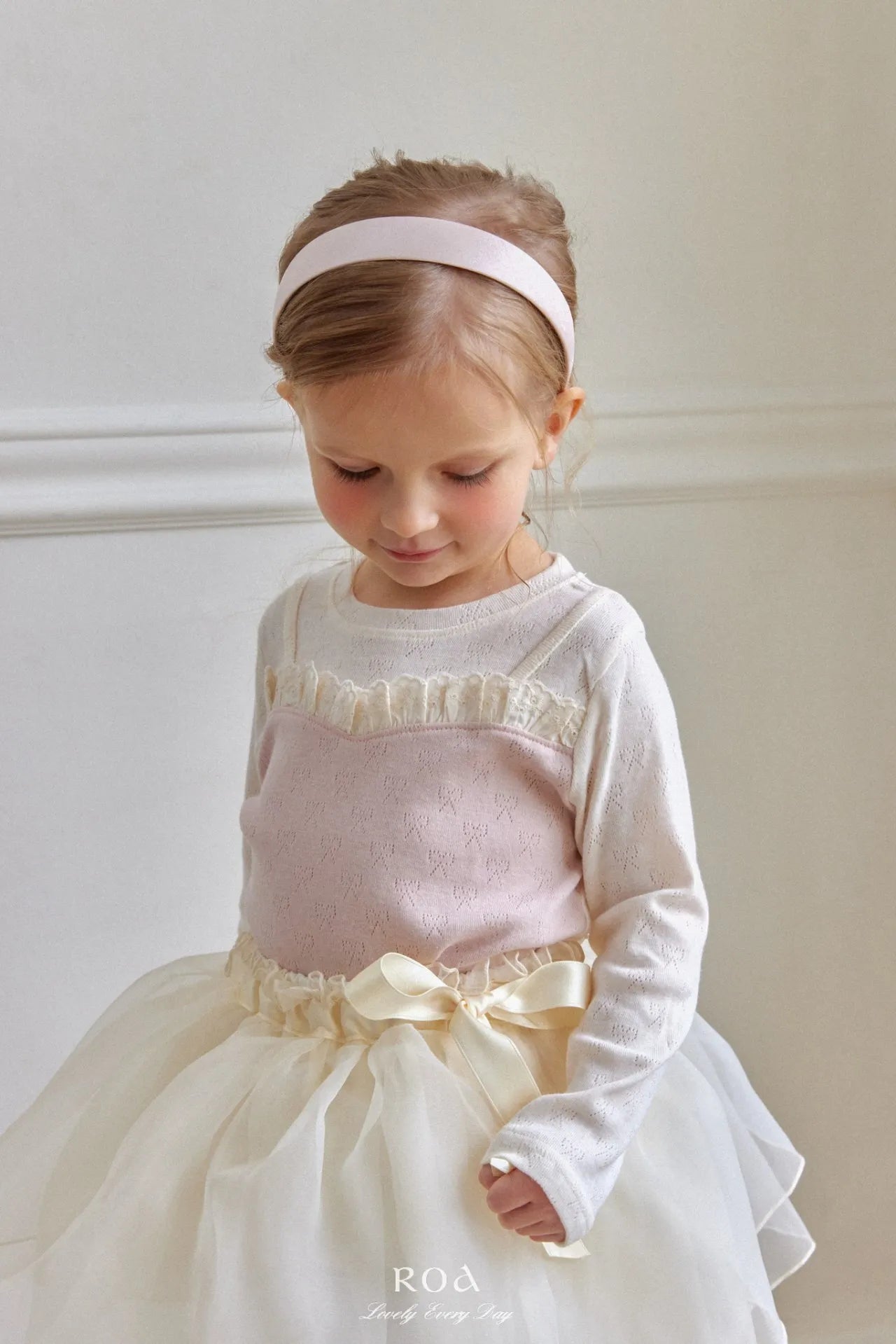 韓國童裝 26春 |   RO12 Contrast Lace T-shirt (80~120cm)