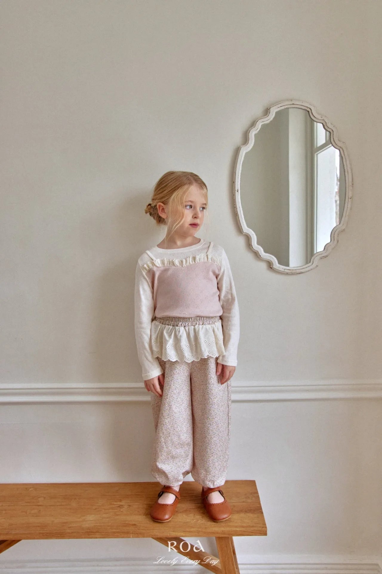 韓國童裝 26春 |   RO12 Contrast Lace T-shirt (80~120cm)