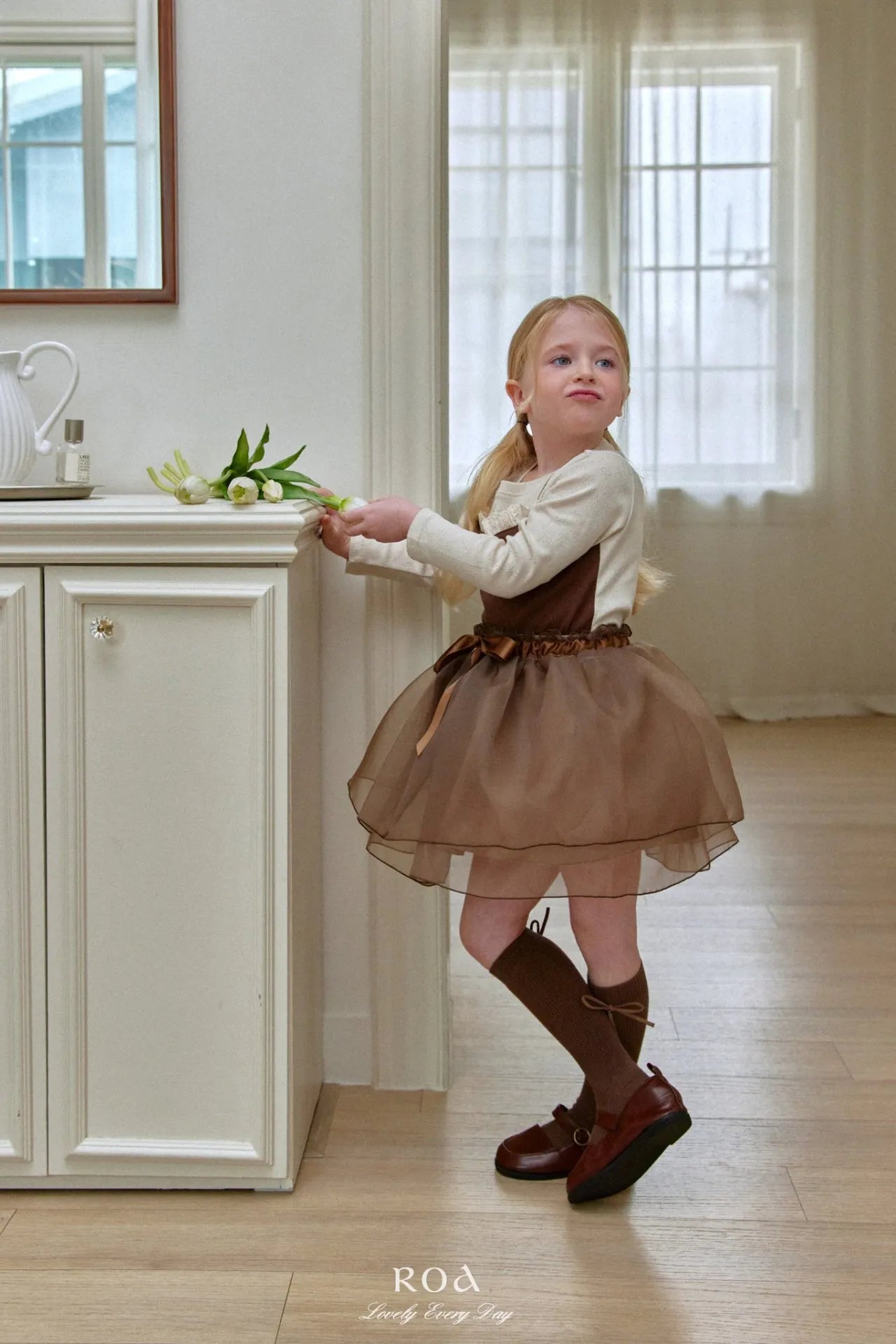 韓國童裝 26春 |   RO12 Contrast Lace T-shirt (80~120cm)