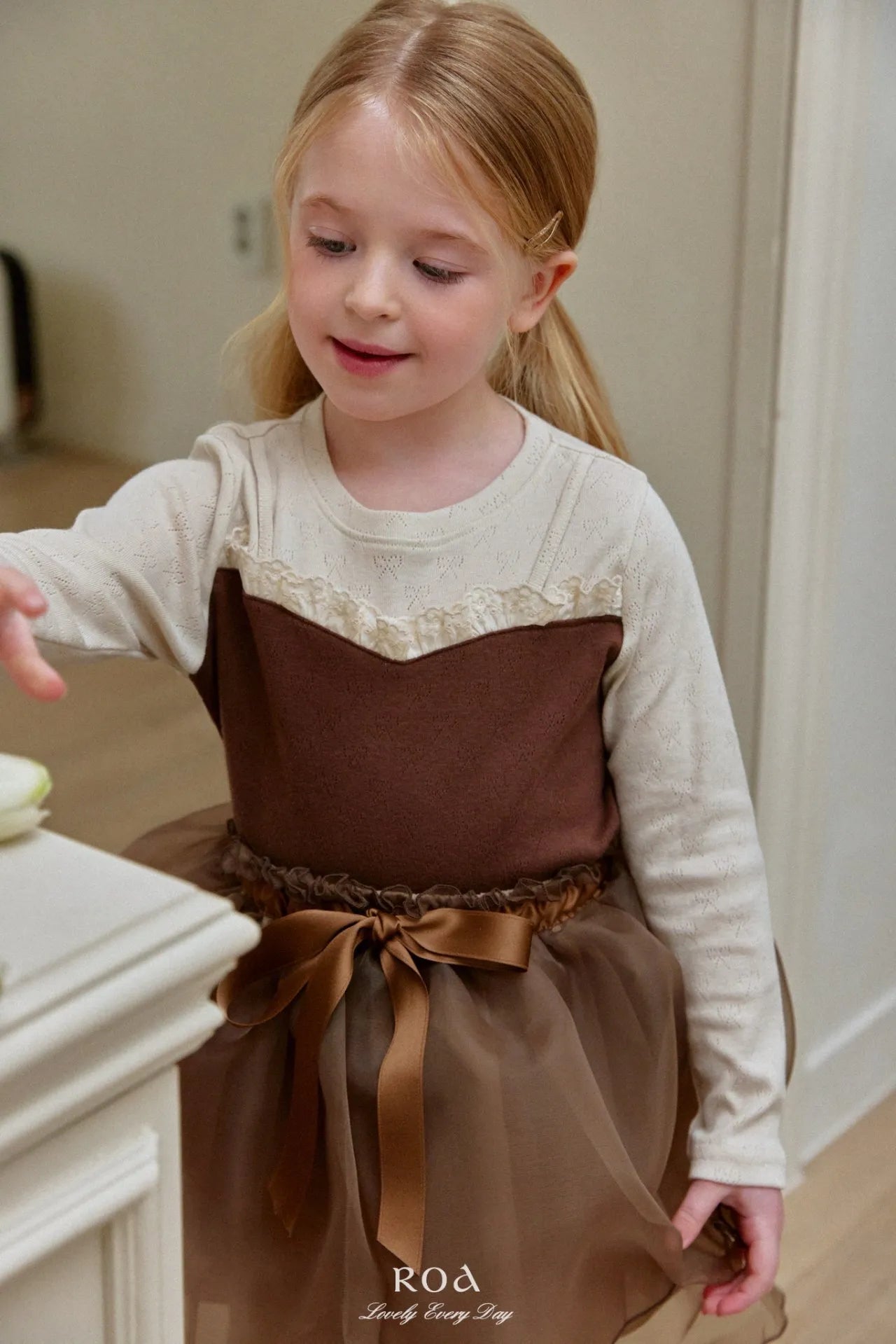 韓國童裝 26春 |   RO12 Contrast Lace T-shirt (80~120cm)