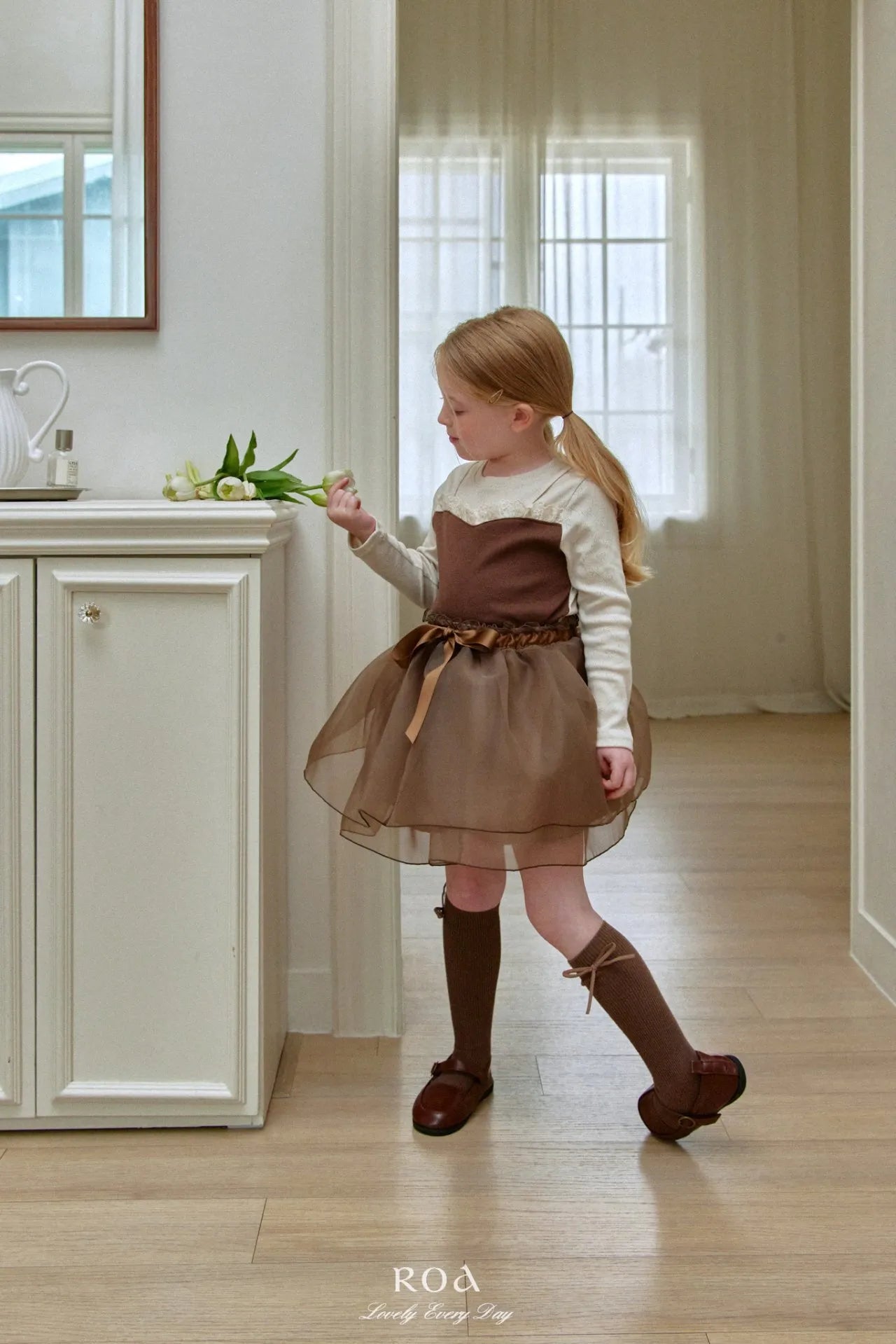 韓國童裝 26春 |   RO12 Contrast Lace T-shirt (80~120cm)