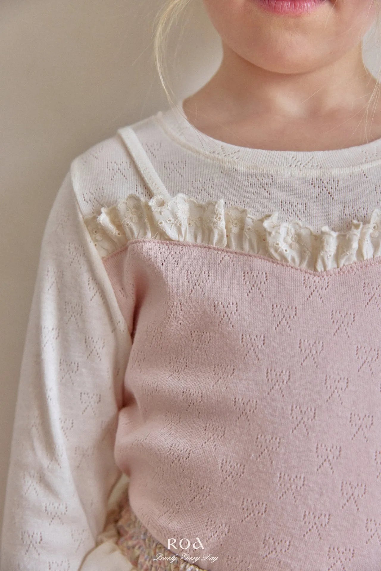 韓國童裝 26春 |   RO12 Contrast Lace T-shirt (80~120cm)