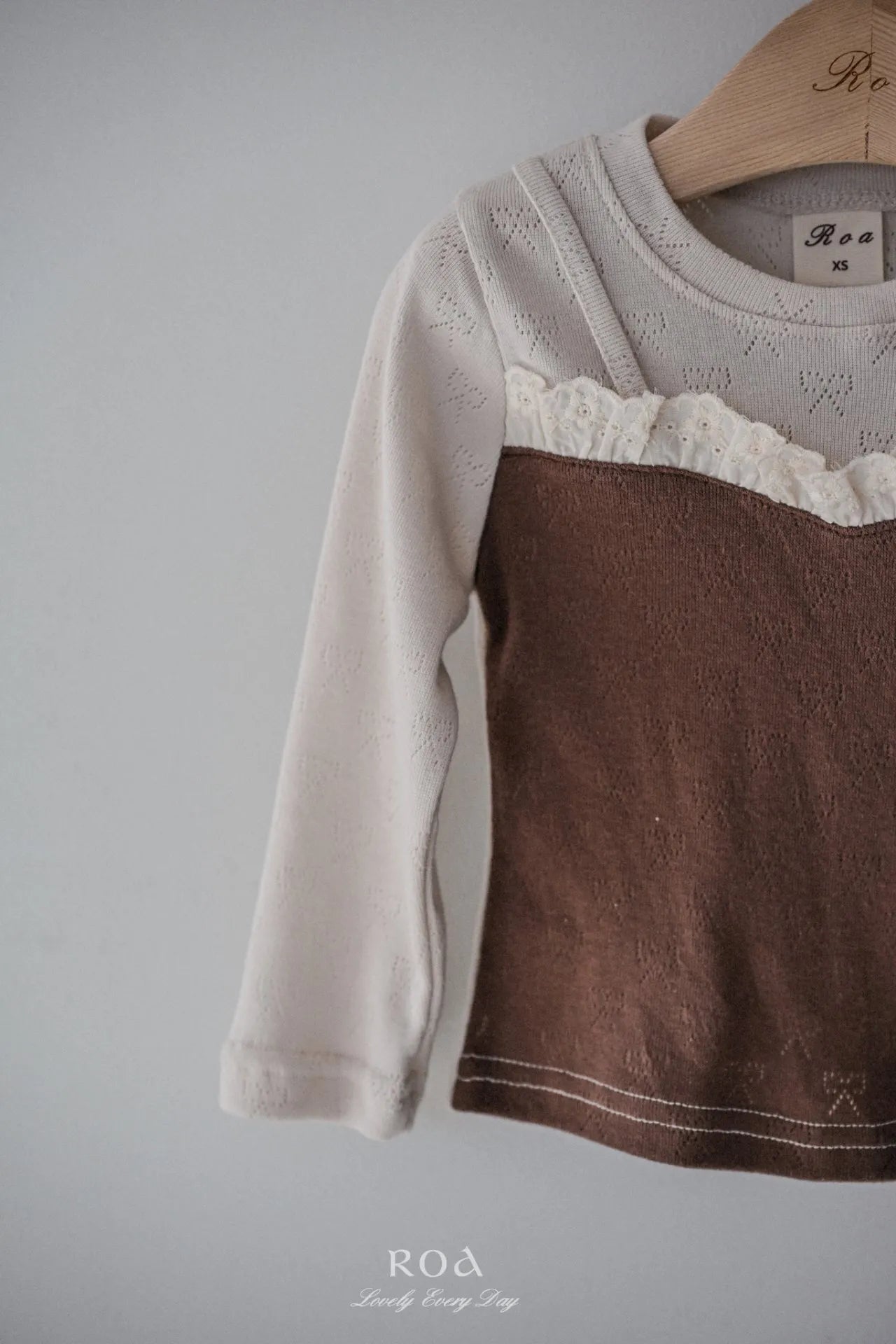 韓國童裝 26春 |   RO12 Contrast Lace T-shirt (80~120cm)