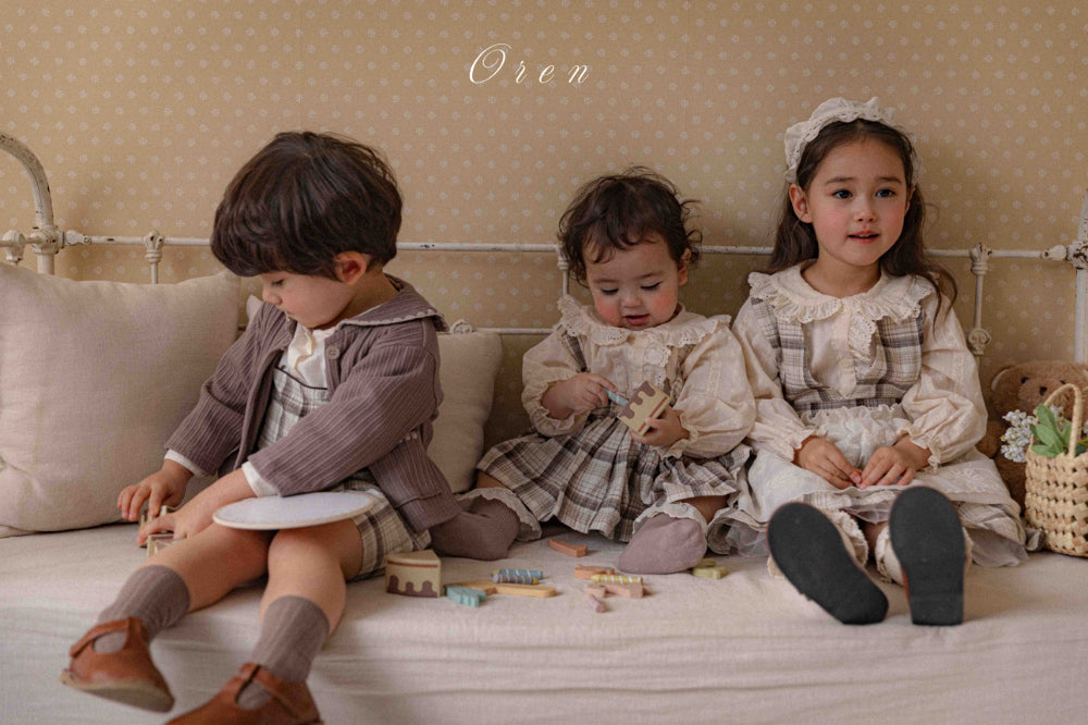 韓國童裝 26春 |  OR77 Check Overall (85~120cm)