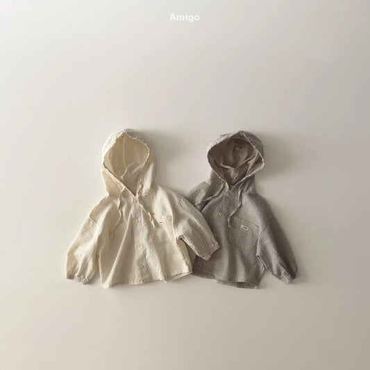 韓國童裝 26春 | AM25 Drawstring Hooded Shirt Jackete (80~120cm)